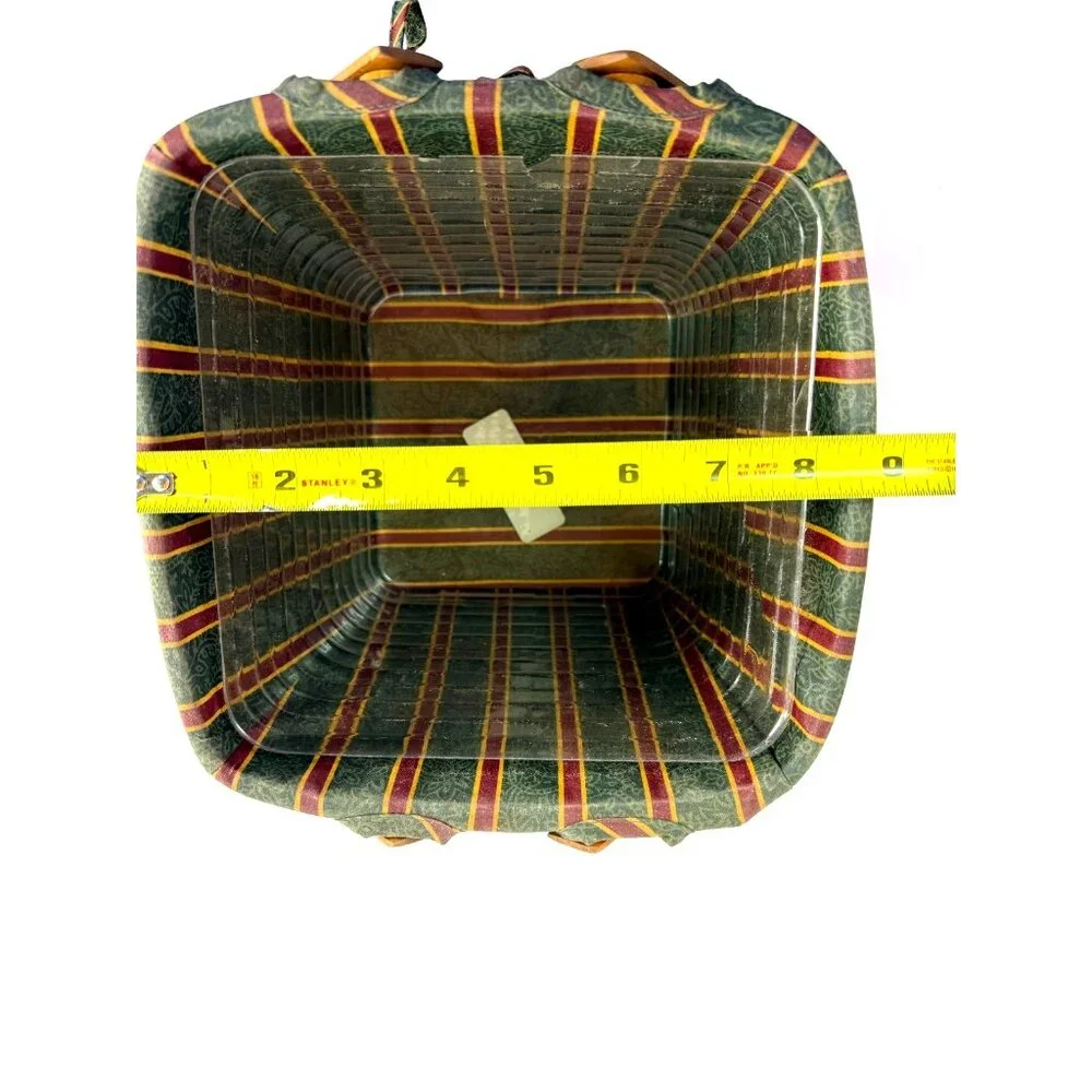 Longaberger 1995 Cranberry Basket 9" Square w/ Swivel Handles Liner & Protector - Picture 11 of 11